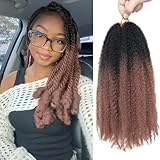 TUVOJALE Marley Twist Braiding Hair 14 inch Afro Kinky Curly Crochet Braids 8 Packs Cuban Twist Crochet Braids Synthetic Low Maintenance Skin-Friendly Marley Hair Extensions(OT30, Packs of 8)