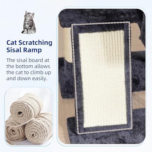 Image of Gitelsnour Cat Tree Tower for Indoor Cats, Top Platform with Toy, GCT006SG | 49.2 inch Cat Condo House, Sturdy Base, Scratching Post & Board, 3 Balls, Hanging Basket, Small Cats and Kittens, Drak Gray