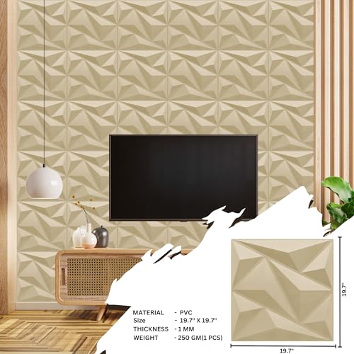 Image of Kayra Decor 3D Wall Panel PVC Alps Design, White Tail Color 19.7 inch x 19.7 inch (Pack of 18) - Covers 48.51 Sq. Ft.