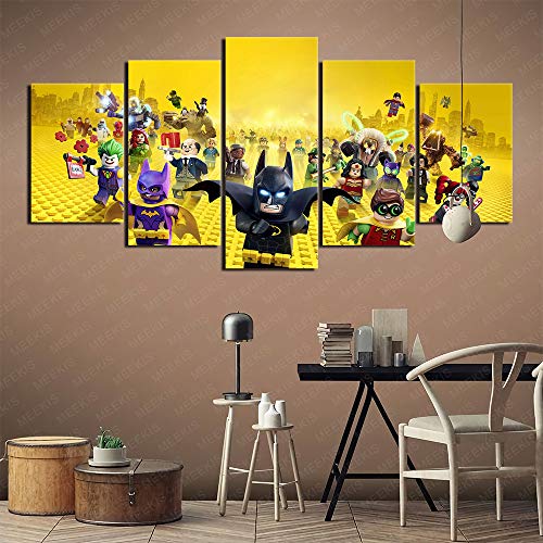 YITUOMO Leinwand gedruckt Poster 5 Stück Home Decoration Gemälde (Lego Batman Film) Poster HD-Drucke, Kunstwerk Geschenk 100x50cm Rahmenlos Cover