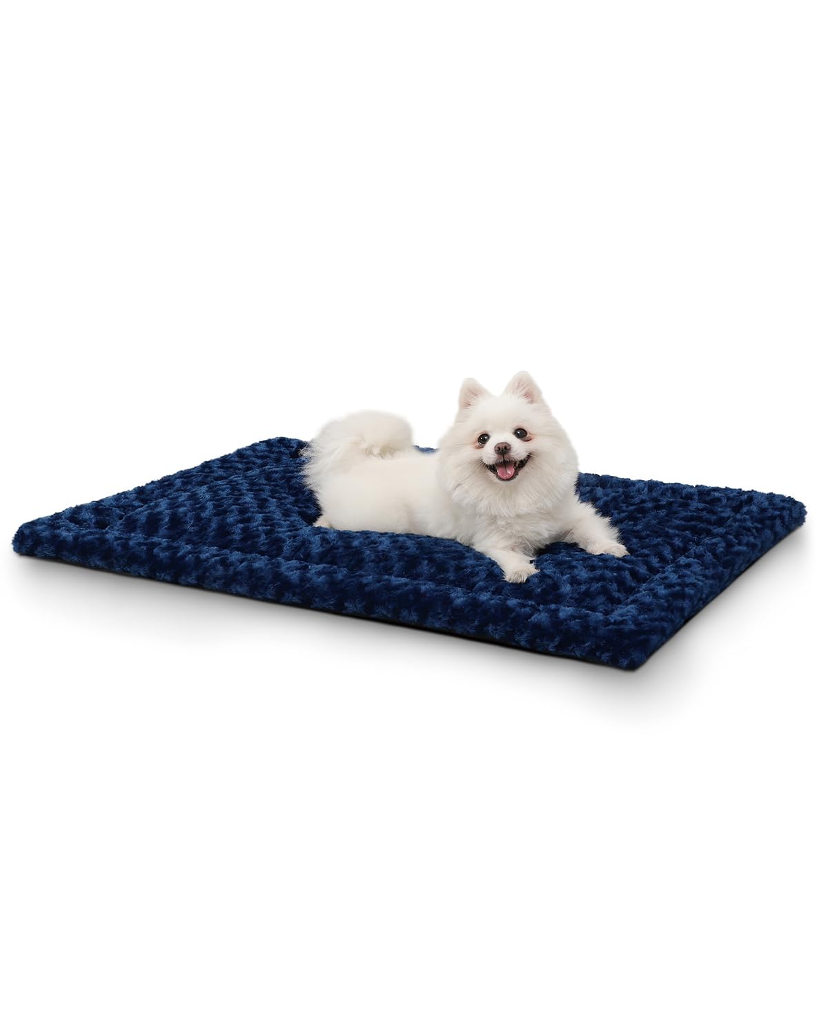 Washable Dog Bed Mat Reversible Dog Crate Pad Soft Fluffy Pet Kennel Beds Dog Sleeping Mattress for Large Jumbo Medium Small Dogs, 29 x 18 Inch, Blue