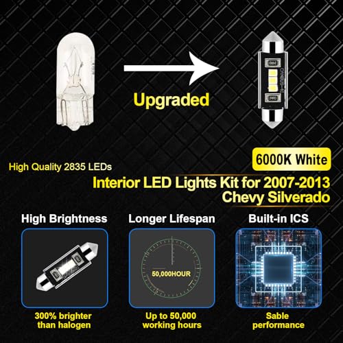 Kit de 12 luces LED interiores Blanco 6000K para Chevy Silverado miniatura 4