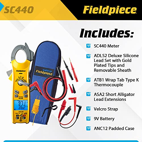 Fieldpiece SC440 True RMS Clamp Meter with Temperature, Inrush Current, Capacitance and Backlight