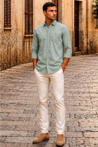 Image of Louis Philippe Men's Cotton Slim Fit Over Dyed Color Depth Comfortable and Durable Soft Handfeel Full Sleeve Solid Casual Shirt