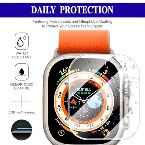 Image of Full Glue Tempered Glass Screen Protector Compatible For Apple Watch Ultra (49Mm) Glass Film (Pack Of 1) With Easy Installation Kit for Smartwatch [Transparent]
