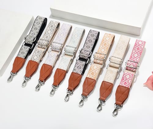 Image of Purse Strap,1.5 inch Leather End Shoulder Strap Adjustable Replacement,Retro Multi-Pattern Crossbody Bag Straps