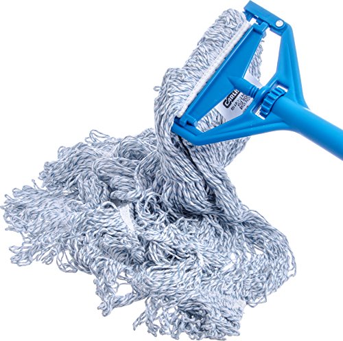 Image of SPARTA Flo-Pac Mop Head Loop-Ended, Narrow Band with 1 /2 inch Blue Band for Organized Cleaning, Large, Blue