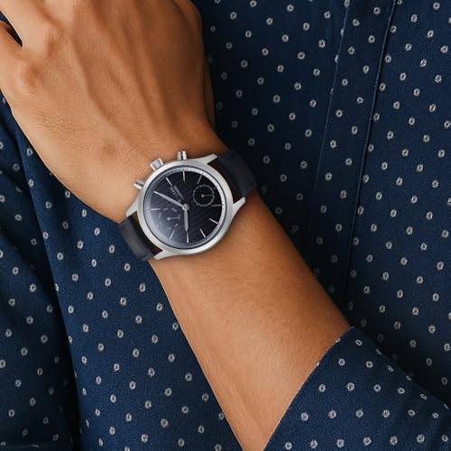 Image of Titan Sapphire Quartz Multifunction Grey Dial Blue Leather Strap Watch for Men - NT1874SL02