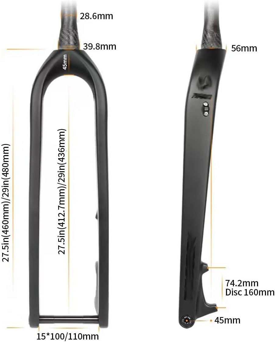 Bikes Rigid Suspension Forks 1-1/8" Threadless Straight Steerer Universal 26/27.5/29" Disc Brake 15 * 140mm Thru Axle Front Fork