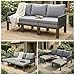 Merax Outdoorsofa 3-Sitzer, multifunktionales Gartenmöbel-Set mit ausziehbarer Liegefläche, spritzwassergeschütztes Gewebe, verzinkter Stahlrahmen, verwandelbar in Liegesessel, Grau