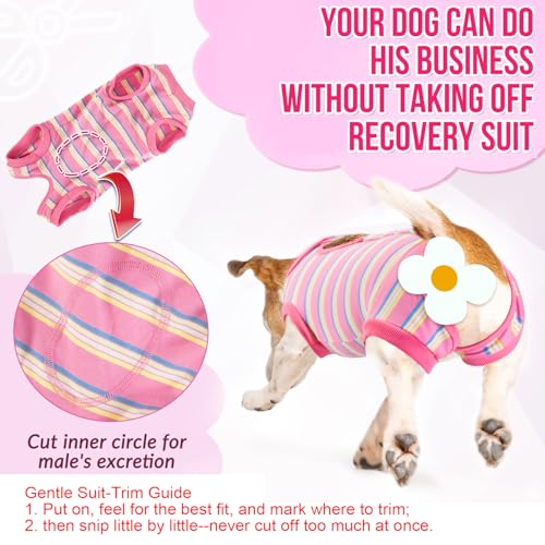 Image of Lukovee Recovery Suit for Dogs, Onesie Spay Neuter Surgery Suit Female Male | Soft Cotton, Easy On Off, Abdominal Wounds Prevent Licking, Prevent Licking Wounds, Cone E-Collar Alternative (Pink, XL)