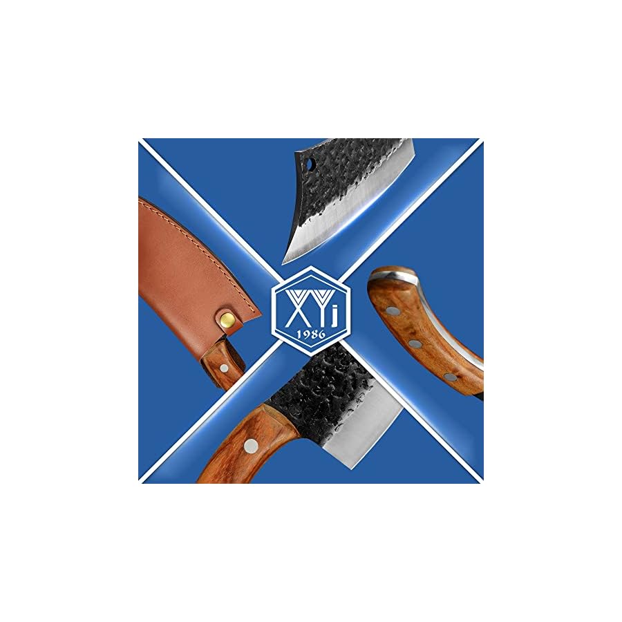 XYJ Authentic FULL TANG 6.2 Inch Kitchen Knife Chef Knives With Carrying Leather Sheath Slicing Cutting Butcher Knives For Meat Vegetable Cooking Tool, Meat Cleaver