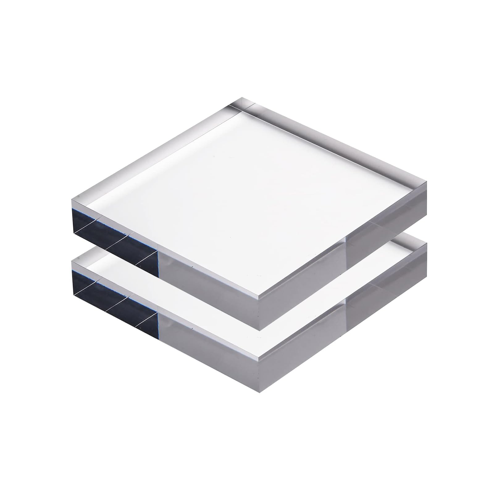 PUAISJN Acrylic Square Display Block, Acrylic Square Display Block Cube Multiple Sizes Pack Of 2 For Photography Trophies Crafts Show
