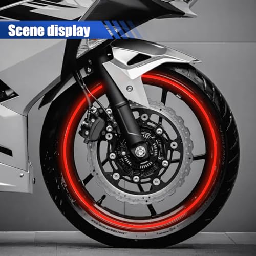 Image of 16PCS 17''-19'' Reflective Wheel Rim Stripe Decal Sticker, Universal Night Safety Tape Reflective Stickers, Waterproof Tire Rim Decoration Stripe Decals for Motorcycle, Car, Bicycle (Red)