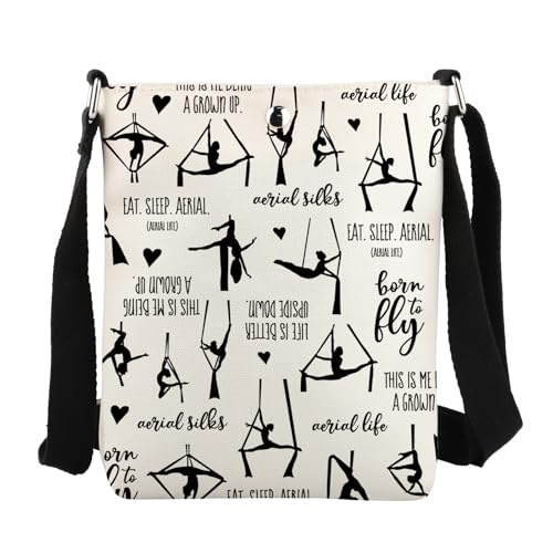 JYTAPP Aerial Silks Quotes Crossbody Bag Aerial Silks Themed Bag Aerial Gift Dancer Aerial Yoga Bag
