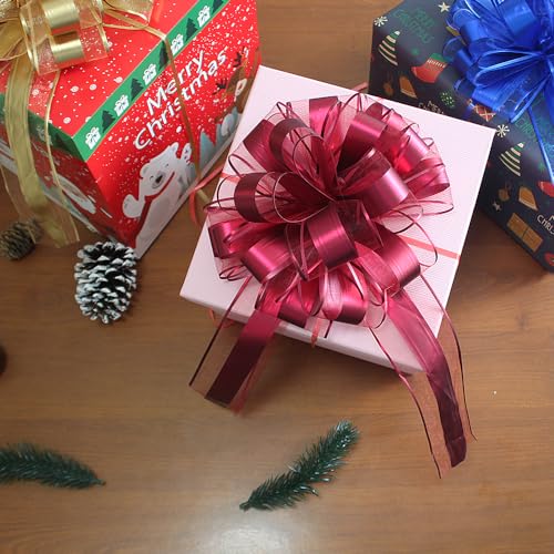 Hqjaxj 5 Pcs Large Pull Bow, 9 Inch Mixed Color Large Pull Bow For Gifts Wrapping Party Birthday Boxes Bow Basket Packaging Bows For Valentine'S Day Presents Flower Decoration thumb #1