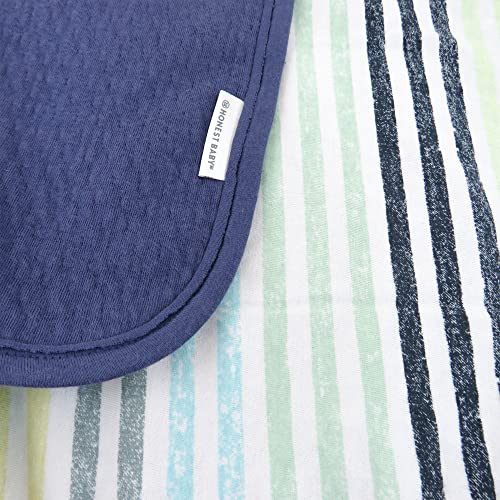 Image of HonestBaby Matelasse Reversible Receiving Blanket 100% Organic Cotton for Baby Boys, Girls, Rainbow Stripe Blues, One Size