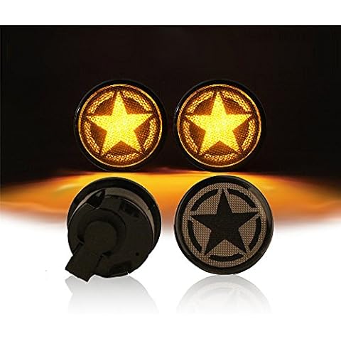 V8 GOD Turn Signal Star Lights Front Blinkers LED Parking Lights for Jeep Wrangler JK & Unlimited 2007-2018 Cover