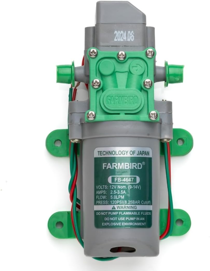 FARMBIRD Single Motor Heavy Duty 12V DC Electric Battery Operated Sprayer Pump Motor High Pressure Pumps 12v DC Water Pump Diaphragm (120 PSI FLOW RATE- 5 Leter Par Minute)