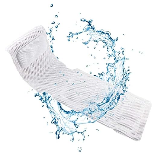 Luxury Bath Cushion Backside Large Suction Cups for Full Body Relax and Soft Bathtub Pillow for Comfortable Head Rest 49x14in
