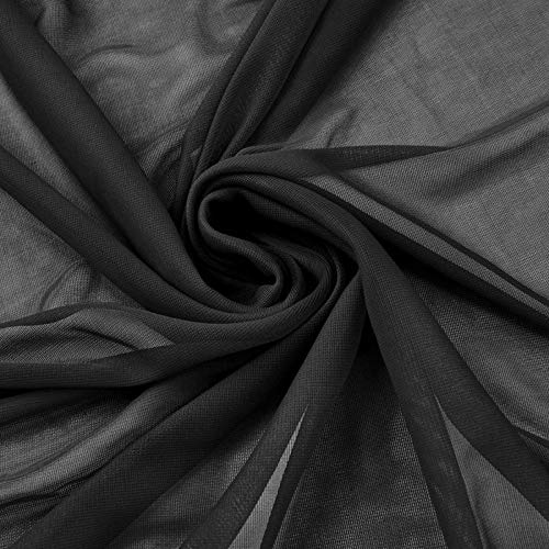 10 Yards 120" Wide Sheer Voile Chiffon Fabric by Yard Draping Panel Wedding (Black)