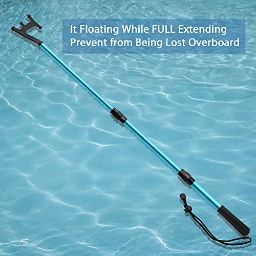 Image of SAN LIKE Telescopic Boat Hook,Aluminum Lightweight Push Pole with Floating Non-Slip Plastic Hand Grips for Docking,3-Stage Pole-Blue