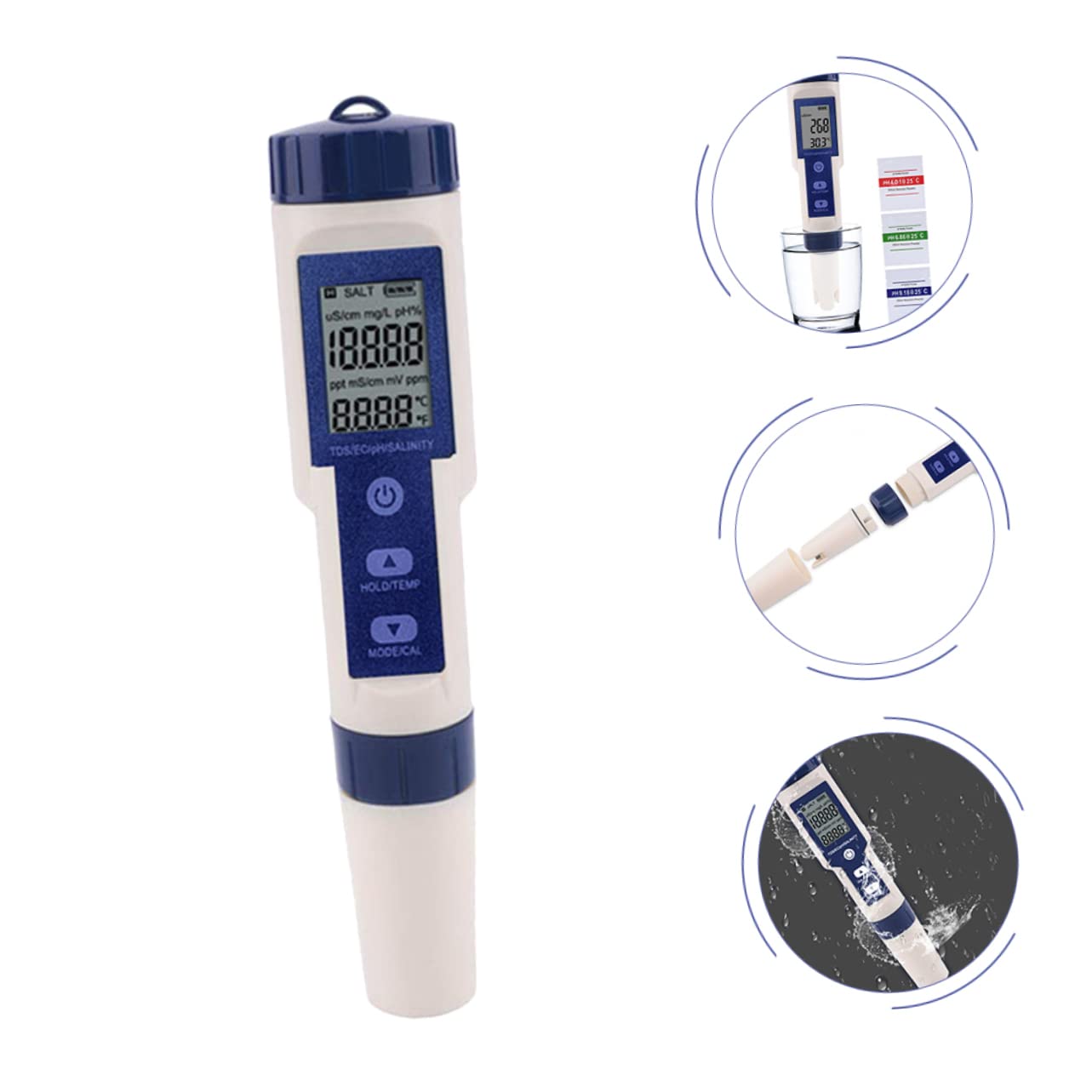 Generico misuratore di salinità Kit di analisi dell'Acqua termometro Digitale Piscina Prova dell'Acqua Potabile Tester dell'Acqua di Mare Tester Digitale dell'Acqua del contatore plastica