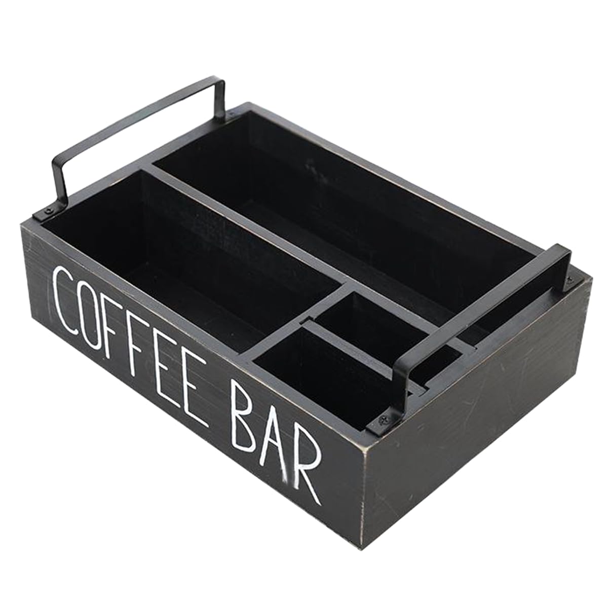 IJSDNVJNDX Wooden Storage Box for Coffee Tea Bags Paper Cups Countertop Kitchen Organizer Multi Compartment Tidy Box