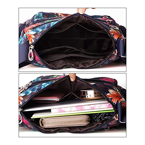 Image of NOTAG Crossbody Bags for Women Nylon Shoulder Bag Floral Multi-Pocket Purses and Handbags