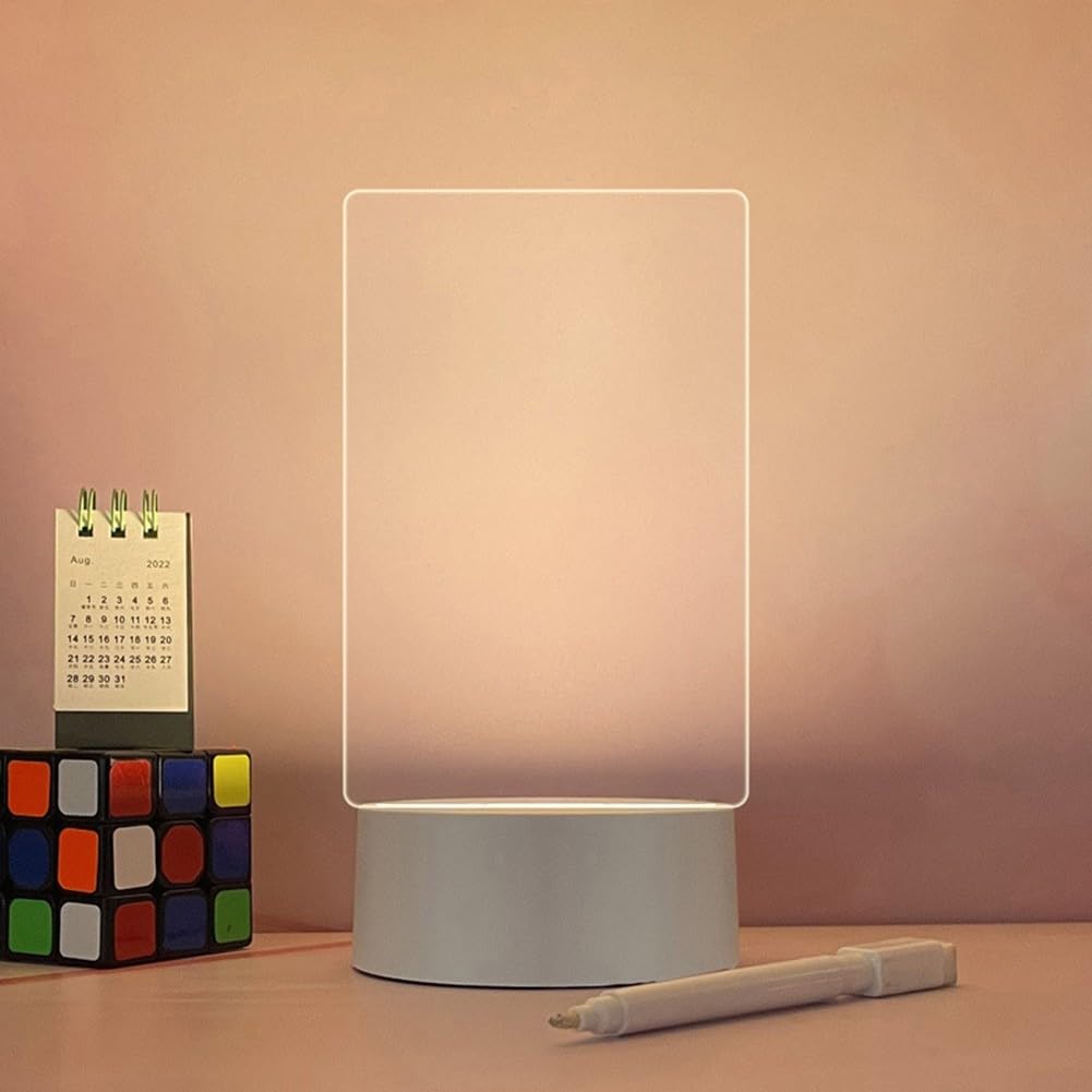 SPORTARC USB Message Board Lamp, Note Board Creative LED Night Light, Multifunctional Acrylic Transparent Luminous Memo Board with Pen(Vertical), 1401793506