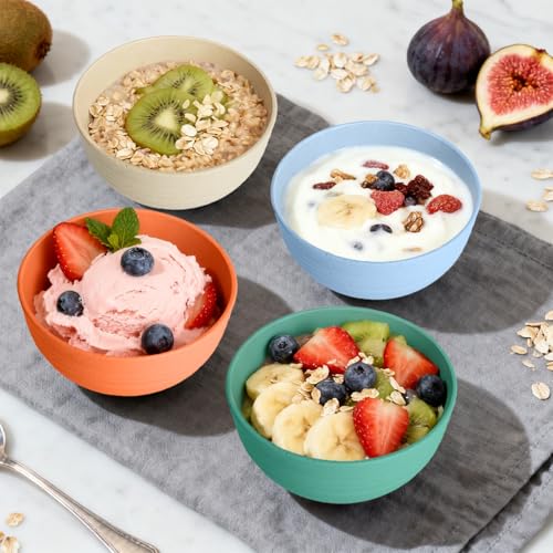Image of Wheat Straw Bowls, Unbreakable Small Bowls Set of 6, 10 OZ Mini Dessert Bowls for Ice Cream, Snack, Yogurt and Fruits, Microwave & Dishwasher Safe Small Bowl, Multi