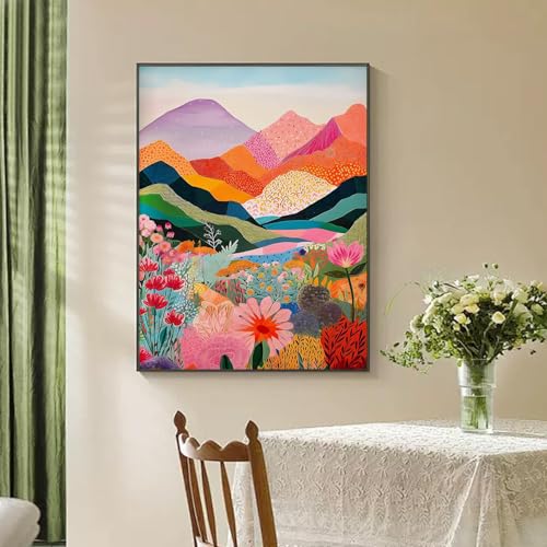 Image of ARPADAMO Mountain Diamond Art Kits for Adults,5D Flower Diamond Painting DIY Diamond Art Diamond Painting Kits for Adult,Round Full Drill Diamonds, Diamond Art Kits for Home Decor-12x16inch