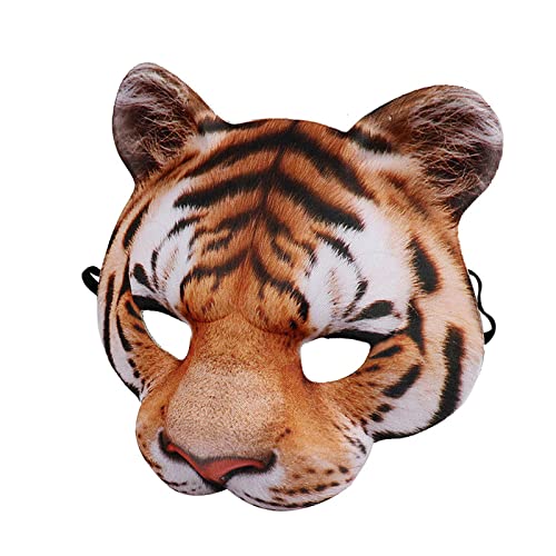 Halloween Animal Mask Tiger & Pig Half Face Realistic Print with Elastic Band Funny Mask for Men Women Dress up Cosplay Jungle Theme Party Show Easter Costume Supplies Accessory(One size) - Image 2