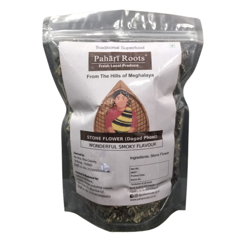 Pahari Roots Black Stone Flower Spice 100 gm | Dagad Phool | Pathar Phool | Kalpasi | Chadila from Meghalaya | Smoky & Sweet Flavour