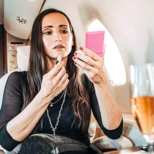 Mirror Makeup Make Mirror With Lights 8 LED Girls Light Gift Small Compact Mirror Cosmetic Portable Illumination Handbag Fold-able Double Face Magnifying Bag (Pink White purple)