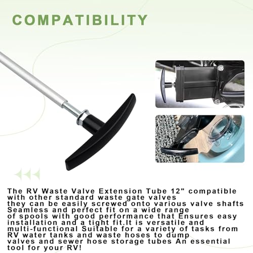 Image of RV Sewer Waste Valve Extension Rod 12 inch,fits for Valterra,Camco Waste Valve | rv Black Water Tank Valve Rod,rv Dump Valve Handle Replacement,Compatible with RV Sewer Hose Kit,(2 Pack)