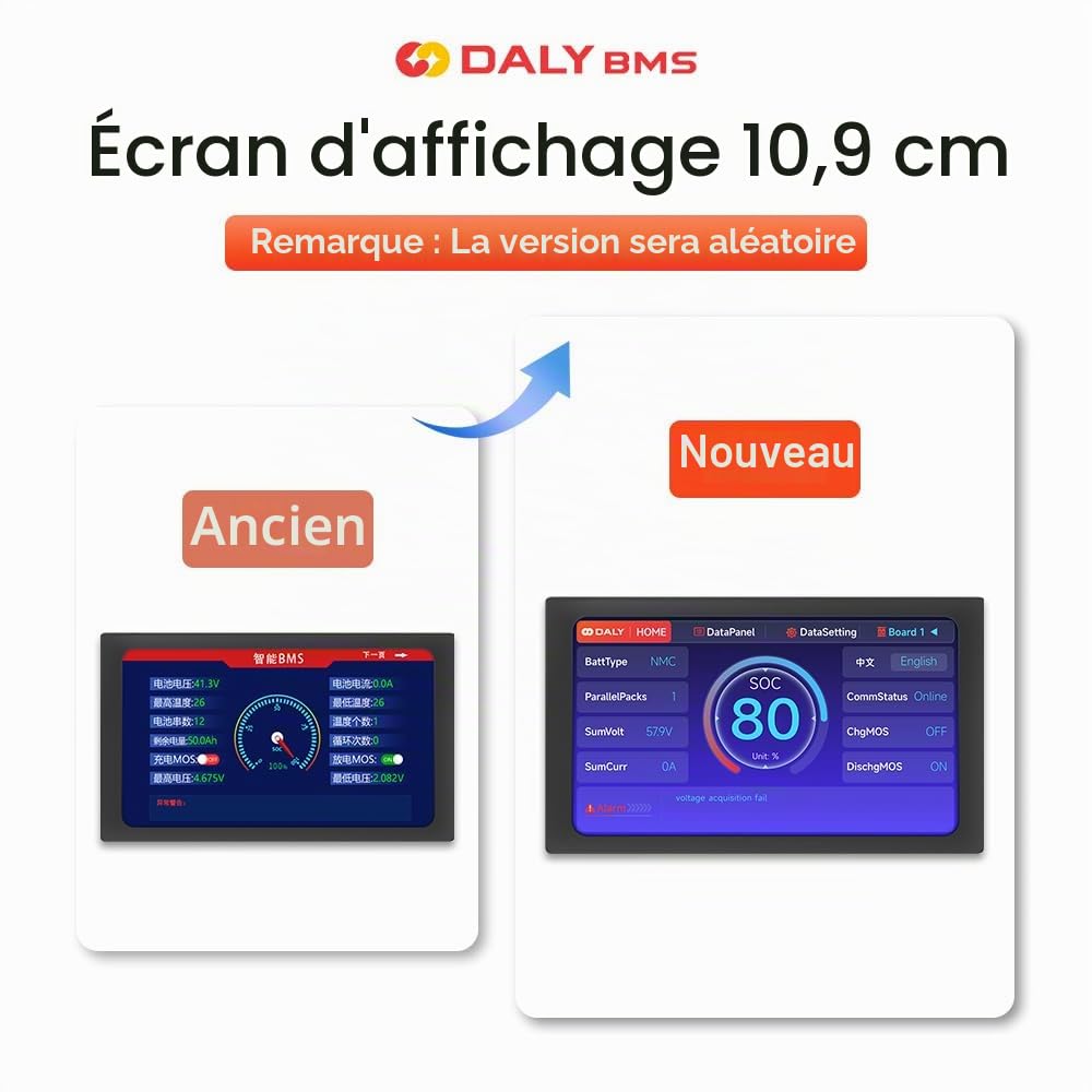 DALY Accessoires BMS intelligents, écran tactile de 4,3 pouces