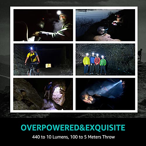 Ditac H1 Head Lamp Rechargeable, Head Lamp With Motion Sensor, Bright Led Headlamp, 440 Lumens 1800Mah Max Runtime 70 Hours, Ipx6 Waterproof Headlight 5 Modes For Hiking Camping Fishing (Green) #TOP6