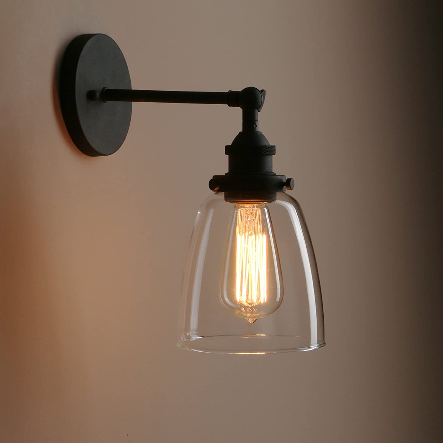 E26/E27 Wandlamp, Retro Glazen Lampenkap Wandkandelaar Lamp Energiebesparende Wandkandelaar Decoratieve Led-nachtlamp, voor Slaapkamer Hoofdeinde Woonkamer 110V-240V
