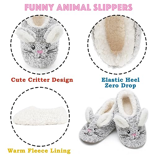 Cozylook Cute Animal House Slippers - Fuzzy Warm Bedroom Slipper Socks Non-Slip Grippers with Funny Face Designs, Fun Christmas Gifts Unique4