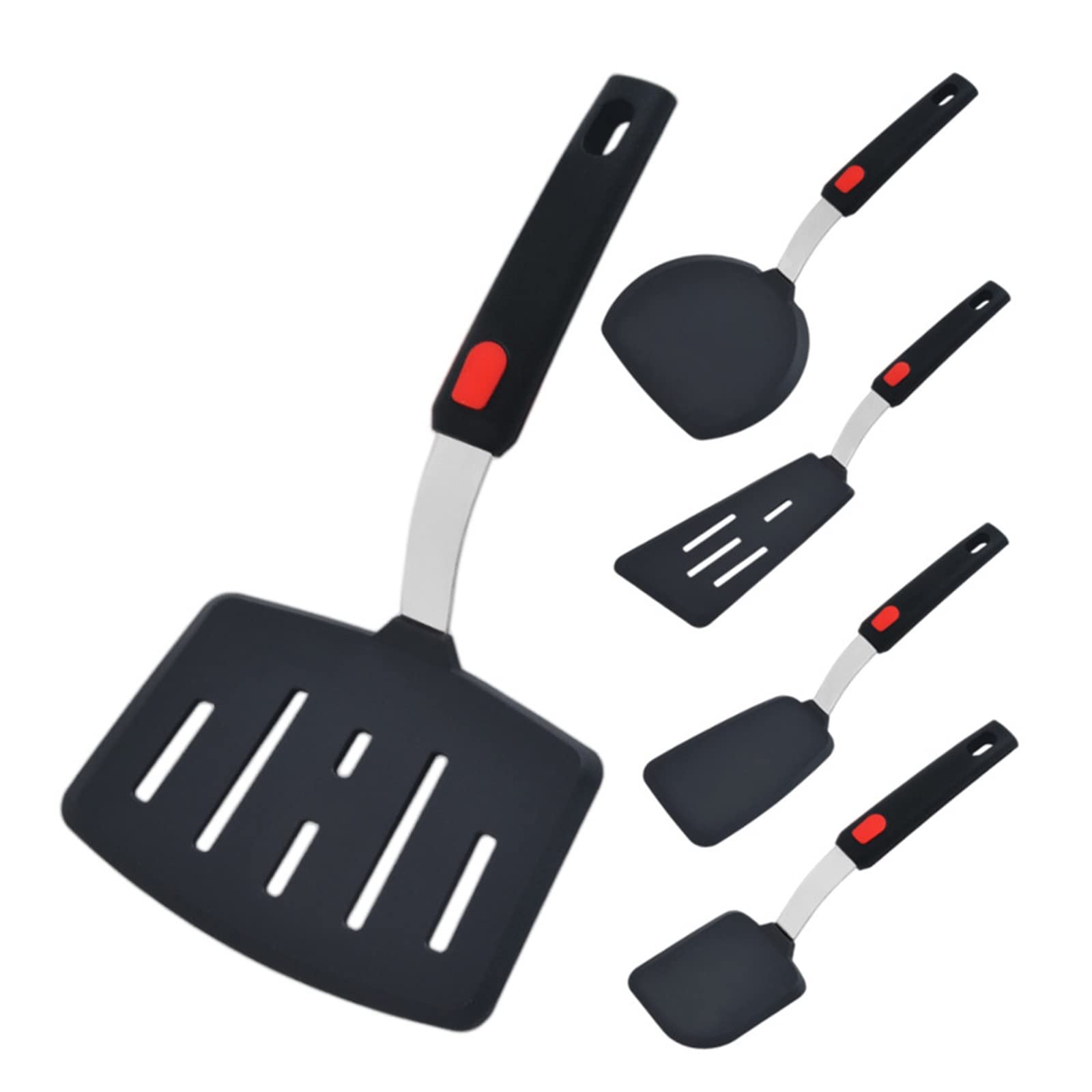 spatules Spatule de Cuisine en Silicone Noir Haute température Spatule(Long Shovel)