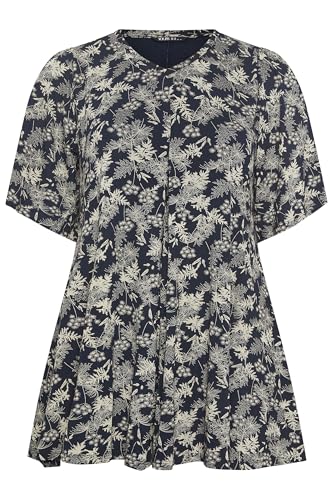 Yours Curve Blue Leaf Print Pleat Front Top - Women's - Plus Size Curve - Image 5