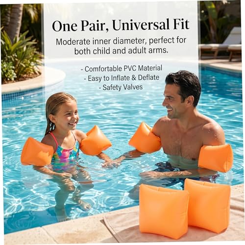 Flotadores de brazo para adultos y niños 2 pares naranja miniatura 3