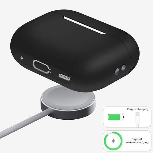 Miniatura 3 de Funda para AirPods Pro de 2 generación, funda de silicona WAMOY con cordón es compatible con funda para AirPods Pro2 2022 (negro)