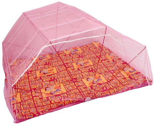 Image of Elegant Premium Cotton Mosquito Net for King Size Bed(6x7 Feet Pink) | Foldable Machhardani with High-Density Mesh & Washable | 360* Protaction from Mosquito