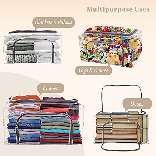 Image of JD FRESH 5 Pcs 52L Transparent Storage Bags with Handles /Foldable Storage box for Clothes /Under Bed Storage Organizer Box with Zippers /Wardrobe Organizer for Storage /Organiser for Blanket /Bedsheet