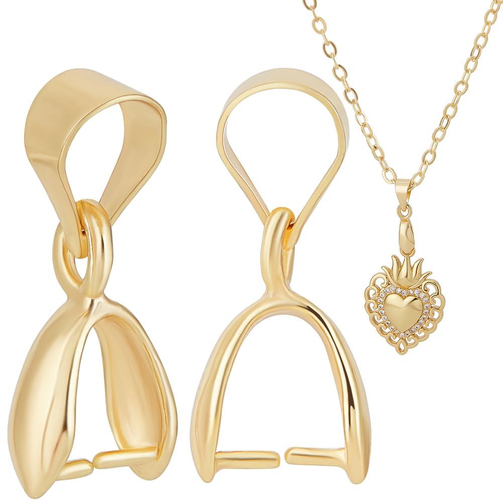 Beebeecraft 40 Bélières à Pincer Plaqué Or 18 Carats – Fermoirs Pression Pour Pendentifs Et Breloques, Idéal Pour Création Bijoux
