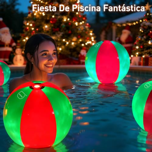 Image of 5 Pack 16 inch Light Up Beach Ball Pool Toys - 16 Lighting and 4 Modes LED Beach Ball with Remote Control,Suitable for Pool Game Summer Pool Party,Outdoor Family Games, Green