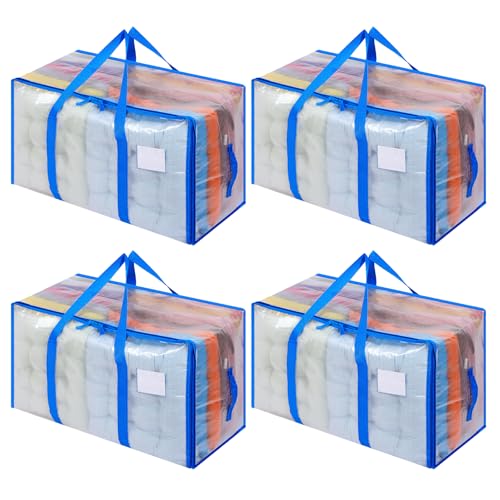 Dntorx 4 Pack 105L Moving Bags Clothes Storage Bags Drom Packing Box Blue