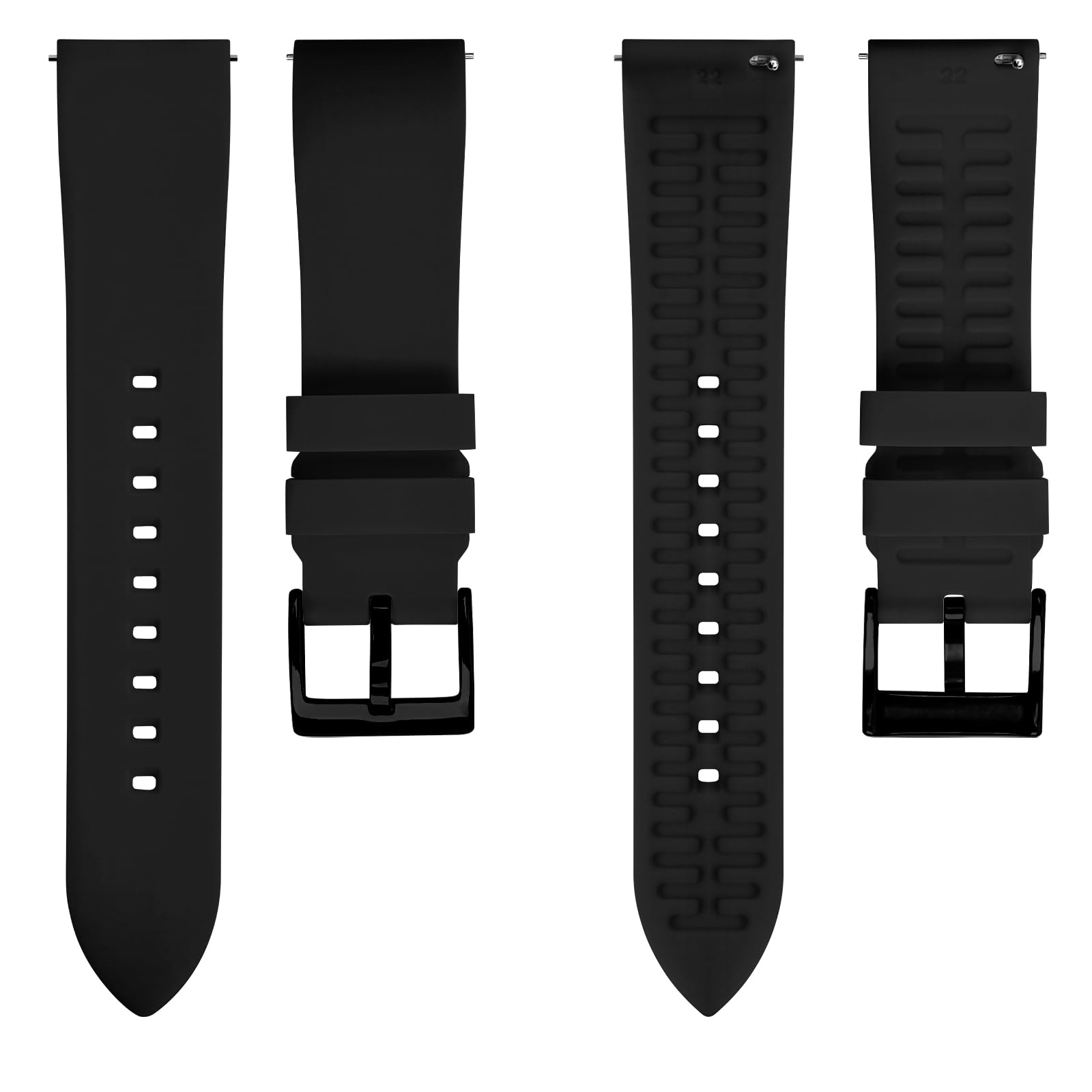 Bracelet Montre Silicone Noir 20mm TStrap - Étanche, Dégagement Rapide - Pour Smartwatch Et Montre Sport